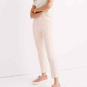 New Madewell Garment Dyed Jeans Blush Raw Hem Straight Leg Sz 30